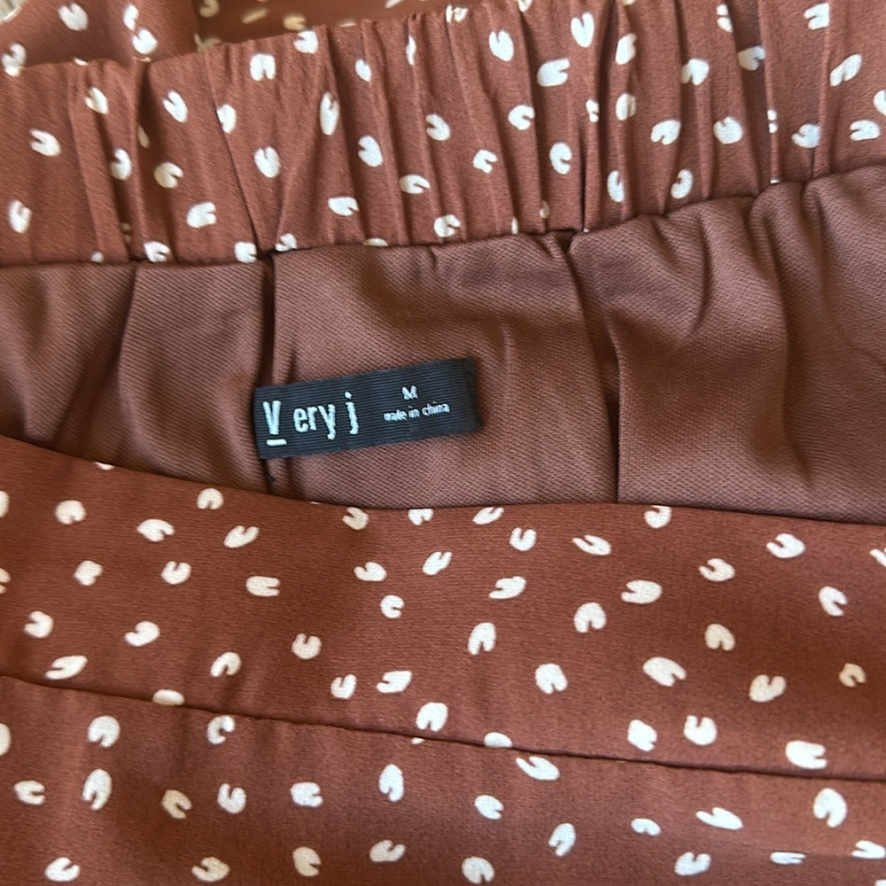 Very J Rust Brown Polka Dot Ruffled Maxi Skirt - Picture 9 of 11